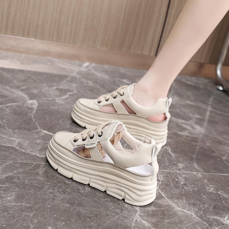 Prekogranične proljetne nove male bijele cipele s debelim potplatom, prozračne cipele za kruh, cipele s pola vučenja, jedna pedala, ženske cipele, vanjska trgovina, granična trgovina