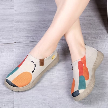 Proljetne i jesenske nove stilske cipele od starog pekinškog platna, moderne oslikane ležerne cipele s mekim potplatom, mekanim pletenim pletenjem i debelim potplatom, ženske cipele bez rukava