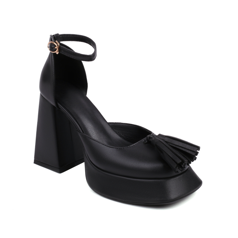 40-43 Zahraničný obchod Cezhraničné Jarné a letné duté topánky Four Seasons so strapcami a nepremokavou platformou Hrubý vysoký podpätok Dámske jednoduché topánky G802