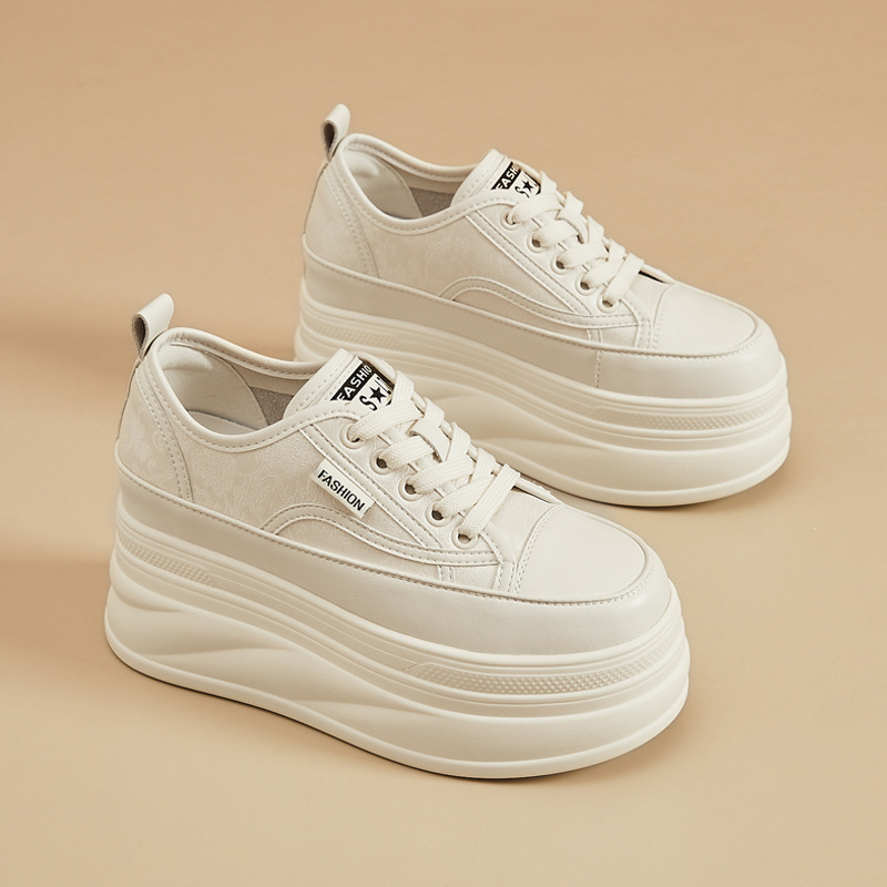 Módne malé biele dámske topánky s hrubou podrážkou, vysoké topánky na jar a leto, nové ľahké, priedušné, mäkké, športové, ležérne topánky