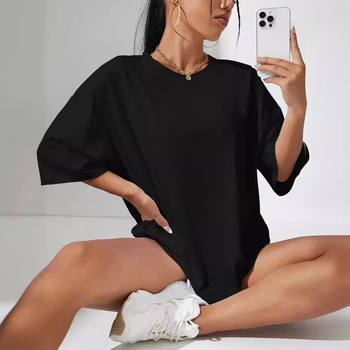 Európsky a americký exportný top 2024 Letné nové voľné tričko s okrúhlym výstrihom a krátkym rukávom pre ženy, ležérne a všestranné