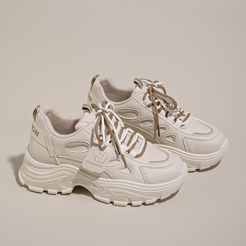 Φθινοπωρινά Γυναικεία Παπούτσια Νέα Αναπνέοντα Λευκά Παπούτσια Γυναικεία Αθλητικά Παπούτσια σε Κορεάτικο Στυλ με Χοντρή Σόλα, Casual Running Dad, Μοντέρνα Παπούτσια