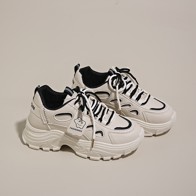 Jesenske ženske cipele, nove prozračne bijele cipele, ženske univerzalne tenisice u korejskom stilu s debelim potplatom, ležerne trkačke cipele za tatu, moderne cipele