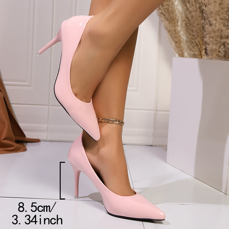 Vanjska trgovina plus size nude visoke pete za žene 2025 novi temperament nišni dizajn smisao lakirane kože crne cipele s tankom petom