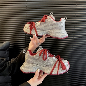 Modni Niche Design Full Diamond Torre cipele Jesen/Zima 2024. Nove ležerne Joker tenisice s debelim dnom i mrežastim prozračnim materijalom