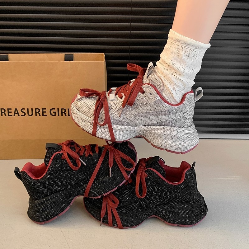 Modni Niche Design Full Diamond Torre cipele Jesen/Zima 2024. Nove ležerne Joker tenisice s debelim dnom i mrežastim prozračnim materijalom