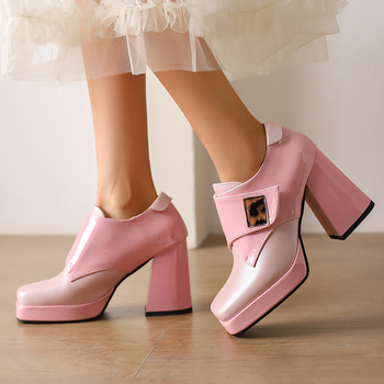 Nove cipele s četvrtastom kopčom od lakirane kože, debele potpetice, Mary Jane cipele, veličina 33-43, plus veličina Wish, cipele za vanjsku trgovinu