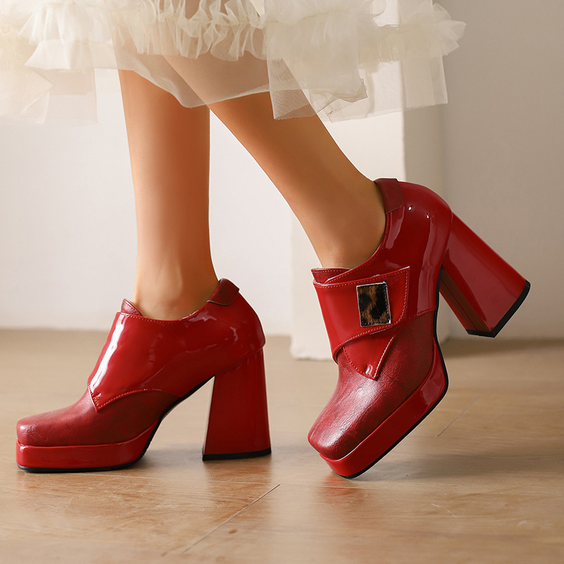 Nove cipele s četvrtastom kopčom od lakirane kože, debele potpetice, Mary Jane cipele, veličina 33-43, plus veličina Wish, cipele za vanjsku trgovinu