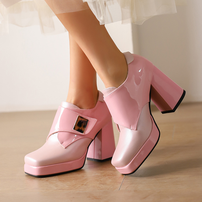 Nove cipele s četvrtastom kopčom od lakirane kože, debele potpetice, Mary Jane cipele, veličina 33-43, plus veličina Wish, cipele za vanjsku trgovinu