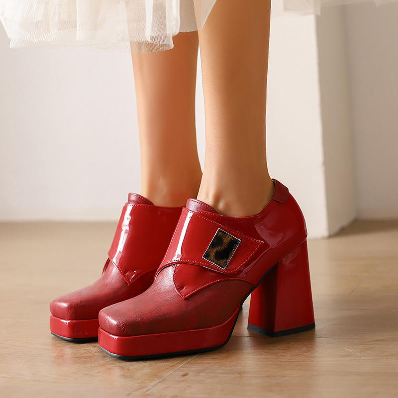 Nove cipele s četvrtastom kopčom od lakirane kože, debele potpetice, Mary Jane cipele, veličina 33-43, plus veličina Wish, cipele za vanjsku trgovinu