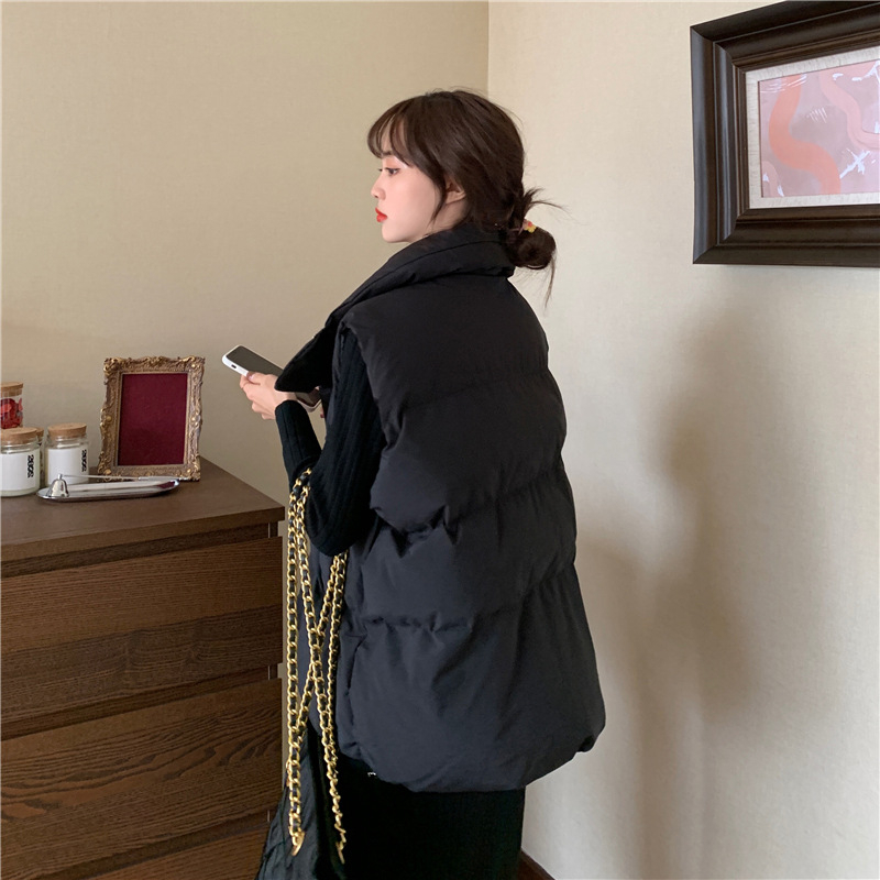 Dámska bavlnená vesta z páperovej bavlny z roku 2023, nová široká kórejská voľná vonkajšia vesta, jesenný a zimný overal s kapucňou