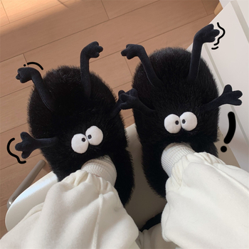 Plonos juostelės, žieminiai, kūrybingi, juokingi, anglies kamuoliukai, medvilniniai bateliai berniukams ir mergaitėms, šilti, pliušiniai, vaikiški medvilniniai šlepetės