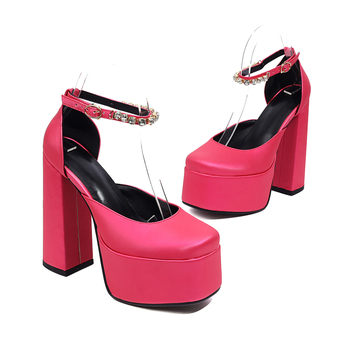 40-43 Ευρώπη και Ηνωμένες Πολιτείες διασυνοριακός ανεξάρτητος σταθμός Εξωτερικού Εμπορίου Πλατεία κεφαλής κοίλο στρας λέξη με γυναικεία σανδάλια εξαιρετικά ψηλού τακουνιού W852