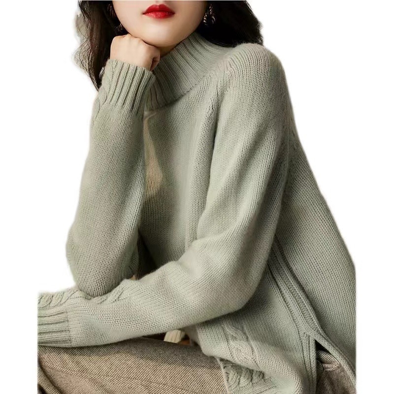 Super pekný Klein modrý luxusný sveter pre ženy, nová explozívna ulička, národná móda, vysoký golier, univerzálna základná košeľa