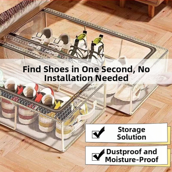 Didelės talpos permatoma batų dėžės laikymo artefaktas, taupantis erdvę automobilyje, atsparus dulkėms, sulankstomas plastikinis antioksidacinis batų laikymo dėžė