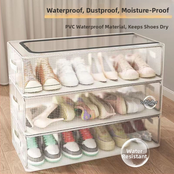 Didelės talpos permatoma batų dėžės laikymo artefaktas, taupantis erdvę automobilyje, atsparus dulkėms, sulankstomas plastikinis antioksidacinis batų laikymo dėžė