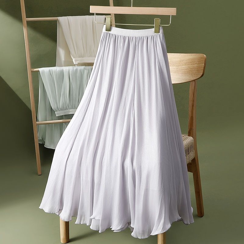 Visokokvalitetna nepravilna strujasta šifonska suknja za žene, proljeće i ljeto, nova visoka strukirana suknja za mršavljenje, velika, srednje duljine
