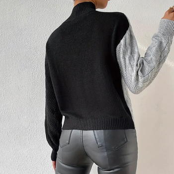 Dámsky sveter s polovičným rolákom, európsky a americký, jeseň a zima, kontrastné farby, voľný ležérny sveter pre ženy, cezhraničný zahraničný obchod, Amazon