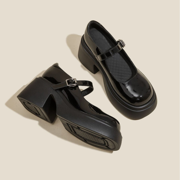 Ψηλοτάκουνα Mary Jane από γνήσιο δέρμα με χοντρό τακούνι για γυναίκες 2024 Νέα ρετρό βρετανικό preppy στυλ μικρά δερμάτινα παπούτσια Jk με χοντρή σόλα