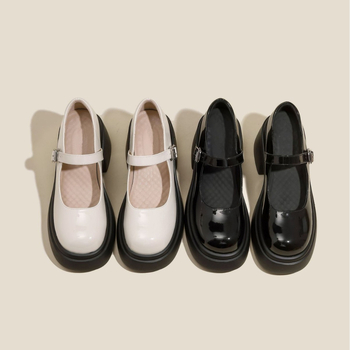 Ψηλοτάκουνα Mary Jane από γνήσιο δέρμα με χοντρό τακούνι για γυναίκες 2024 Νέα ρετρό βρετανικό preppy στυλ μικρά δερμάτινα παπούτσια Jk με χοντρή σόλα