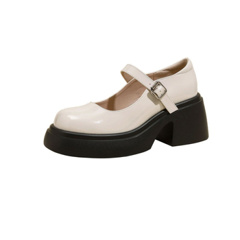 Ψηλοτάκουνα Mary Jane από γνήσιο δέρμα με χοντρό τακούνι για γυναίκες 2024 Νέα ρετρό βρετανικό preppy στυλ μικρά δερμάτινα παπούτσια Jk με χοντρή σόλα