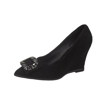 Γυναικεία παπούτσια με σουέτ και τακούνι, φθινόπωρο 2024, νέα, εξωτερικού εμπορίου, μεγάλα μεγέθη, με μυτερό ρηχό στόμα, άνετα παπούτσια σε απόθεμα χονδρικής