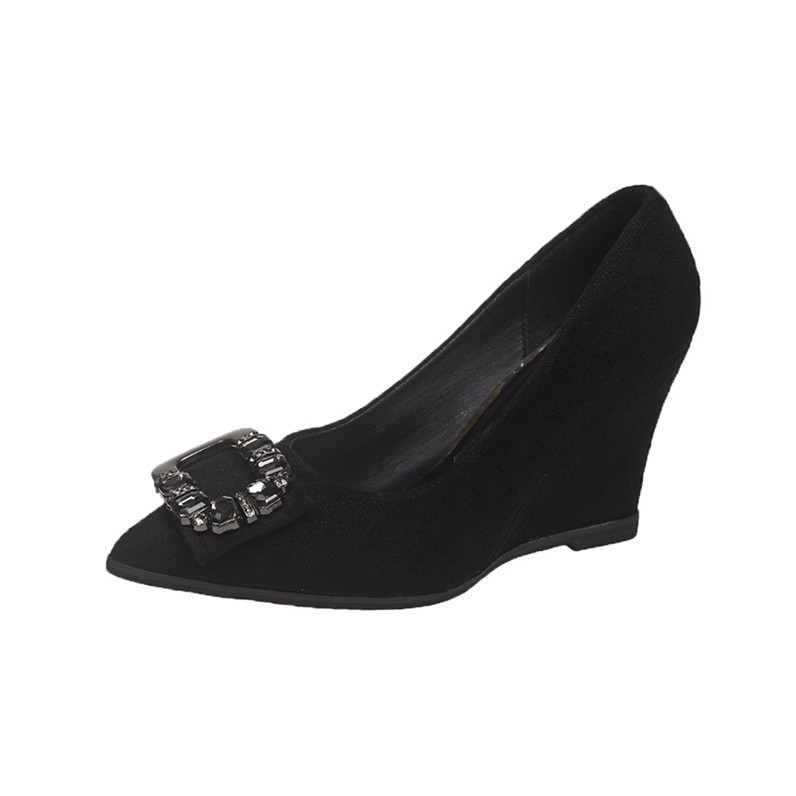 Ženske cipele s kosom petom od antilopa, jesen 2024., nove, udobne cipele za vanjsku trgovinu, plus size, špicaste, s plitkim ustima, na zalihi, veleprodaja