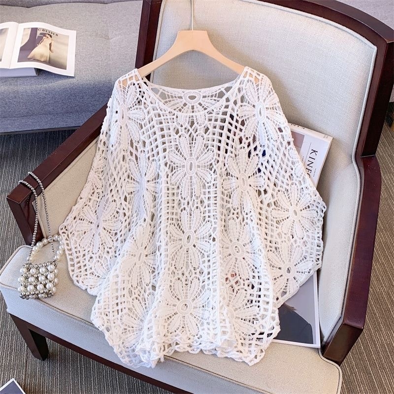 Ženski pleteni jednobojni okrugli izrez 2024. u korejskom stilu, retro ležerni izrez, široka bluza s lijenim gornjim dijelom