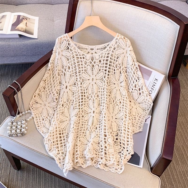 Ženski pleteni jednobojni okrugli izrez 2024. u korejskom stilu, retro ležerni izrez, široka bluza s lijenim gornjim dijelom