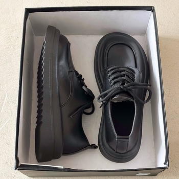 Δερμάτινα Παπούτσια με Χοντρή Σόλα για Γυναικεία, Άνοιξη 2025, Ευέλικτο, Βρετανικό Στυλ Preppy, Jk Shoes, Καθημερινά Παπούτσια με Δέσιμο και Κοίλο Σχέδιο