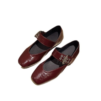 Dámske ploché topánky so štvorcovou špičkou, jar 2025, nové čiapkové topánky s prackou na opasok, topánky pre mamičky a babičky, ploché topánky, veľkoobchod