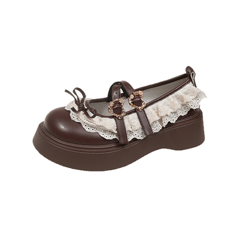 Νέα ανοιξιάτικα και φθινοπωρινά 2025 μαύρα δερμάτινα παπούτσια με φαρδύ, φαρδύ κάτω μέρος και φούστα, γυναικεία παπούτσια Mary Jane.