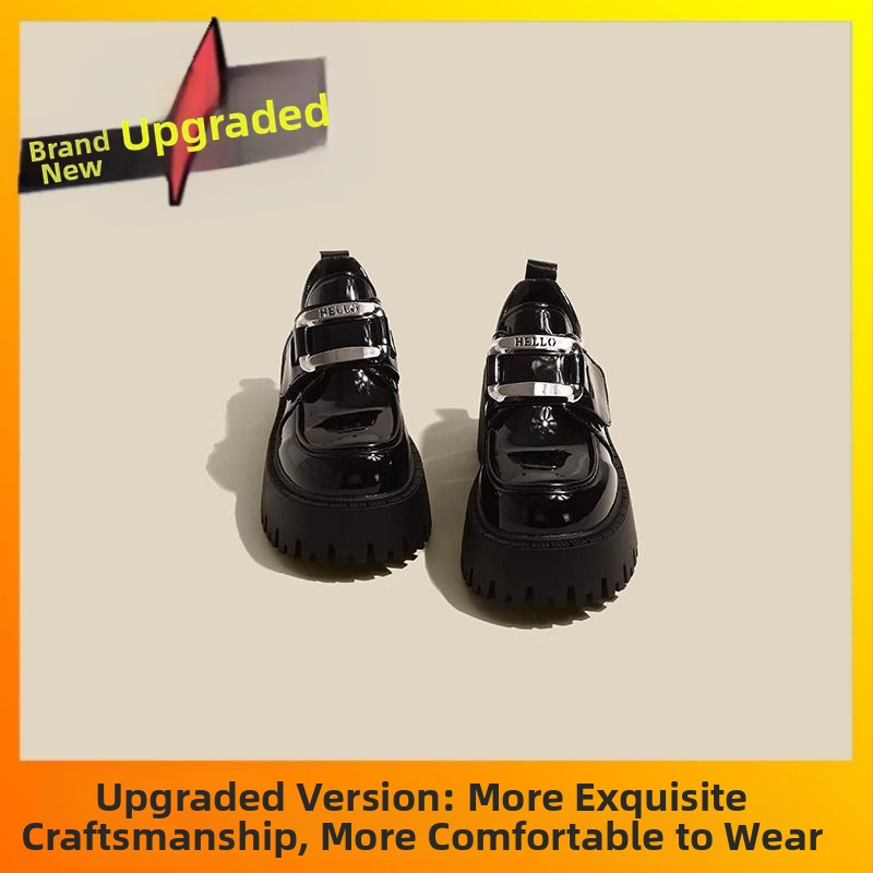 Dámske kožené topánky v štýle francúzskej Hepburn, jarné a jesenné šaty 2024, nové čierne mokasíny na platforme Mary Jane