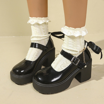 Dámske topánky vo veľkých veľkostiach 41-43, francúzske topánky Mary Jane, dámske japonské topánky JK, malé kožené topánky, nepremokavé topánky na platforme s hrubým vysokým podpätkom