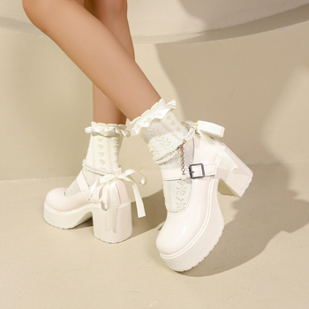 Dámske topánky vo veľkých veľkostiach 41-43, francúzske topánky Mary Jane, dámske japonské topánky JK, malé kožené topánky, nepremokavé topánky na platforme s hrubým vysokým podpätkom