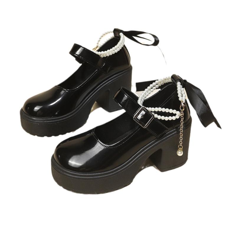 Dámske topánky vo veľkých veľkostiach 41-43, francúzske topánky Mary Jane, dámske japonské topánky JK, malé kožené topánky, nepremokavé topánky na platforme s hrubým vysokým podpätkom