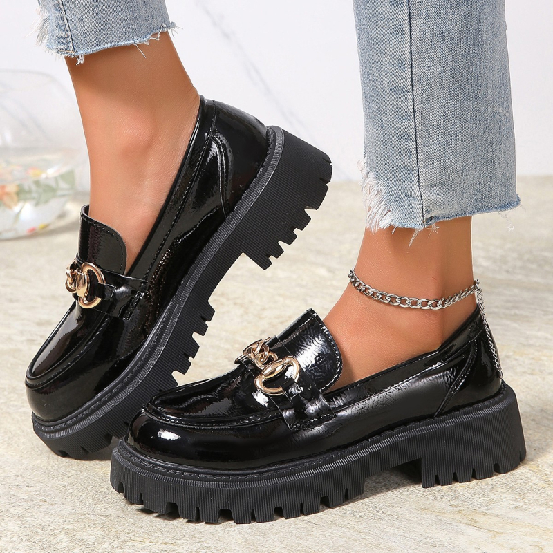 Prekogranične plus size kožne cipele za žene, proljetne nove japanske JK debele francuske mokasine, JK stila, debele slip-on cipele