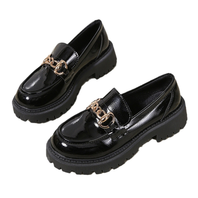 Prekogranične plus size kožne cipele za žene, proljetne nove japanske JK debele francuske mokasine, JK stila, debele slip-on cipele