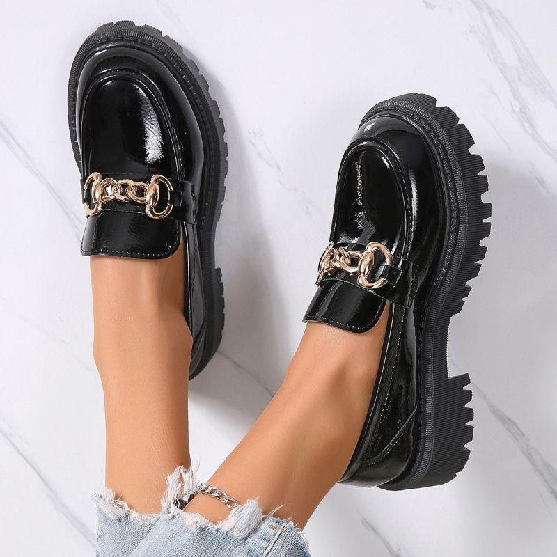 Prekogranične plus size kožne cipele za žene, proljetne nove japanske JK debele francuske mokasine, JK stila, debele slip-on cipele