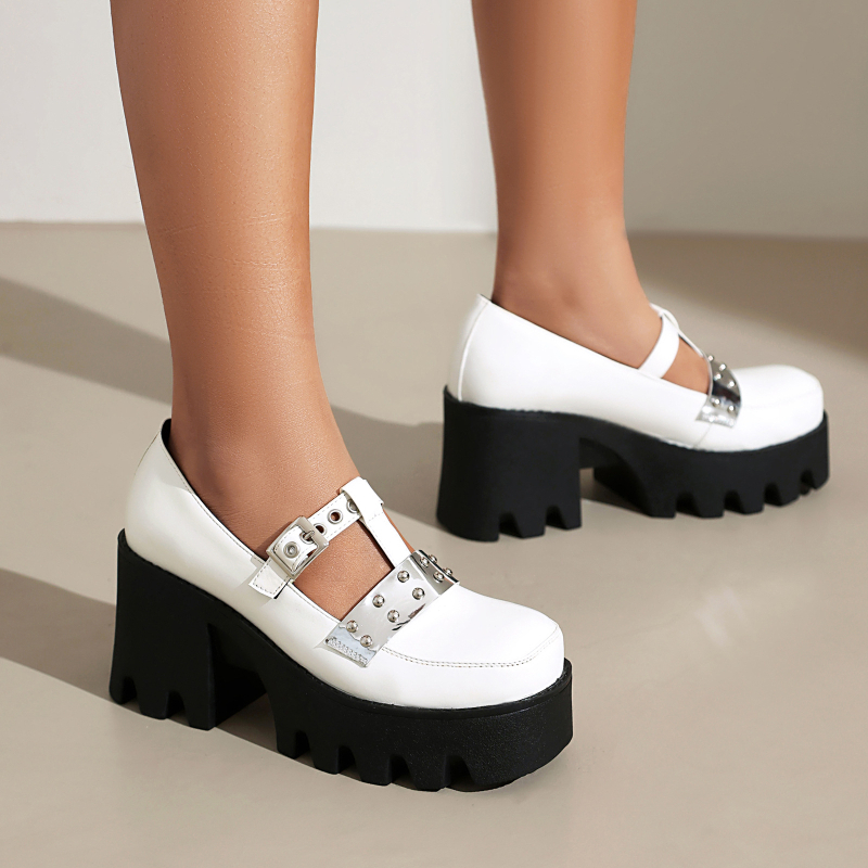 35-43 Europske i američke vanjske trgovine prekogranične neovisne stanice proljetne ženske cipele s debelim dnom u skladu boja, britanske cipele s debelim dnom u punk stilu H556