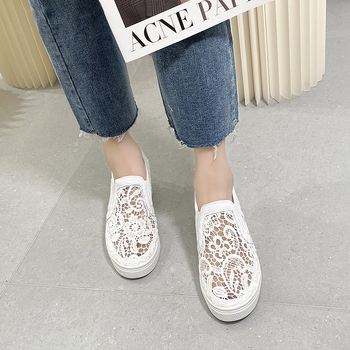 Ljetne nove čipkaste mrežaste cipele za žene, ženske cipele, navlake za šuplje prozračne mrežaste ljetne cipele, ležerne bijele cipele