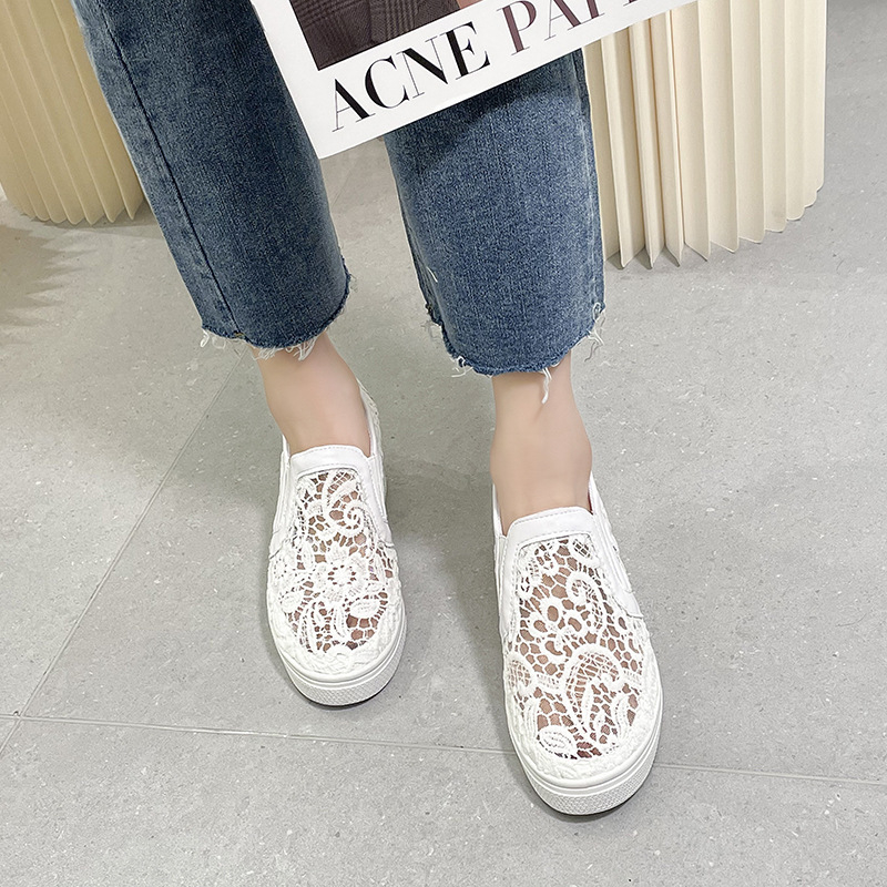 Ljetne nove čipkaste mrežaste cipele za žene, ženske cipele, navlake za šuplje prozračne mrežaste ljetne cipele, ležerne bijele cipele