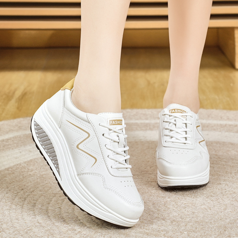 Bijele cipele za žene, proljeće i jesen 2025., nove ljuljačke cipele, tenisice na platformi, ležerne putne cipele, prozračne cipele