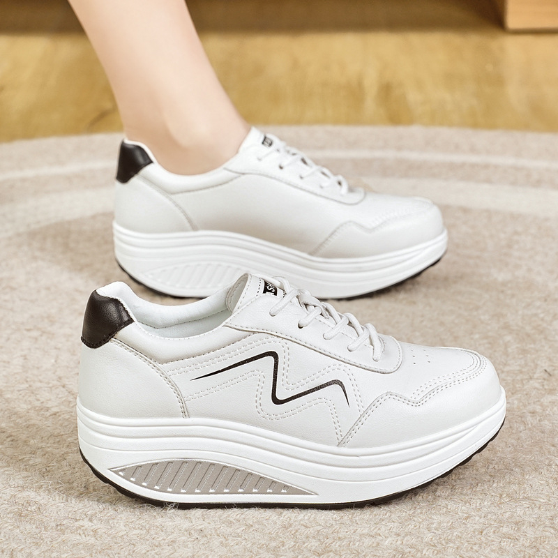 Bijele cipele za žene, proljeće i jesen 2025., nove ljuljačke cipele, tenisice na platformi, ležerne putne cipele, prozračne cipele