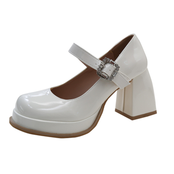 Γυναικεία ψηλοτάκουνα παπούτσια Mary Jane, vintage, κομψά, δερμάτινα παπούτσια JK Small, με χοντρό τακούνι, για την άνοιξη του 2025.