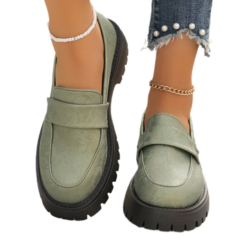 Proljeće i jesen 2025. Nove vanjske trgovinske platforme s debelim potplatom, britanski stil, male kožne cipele, ženske mokasine s okruglim vrhom, moderne ženske cipele