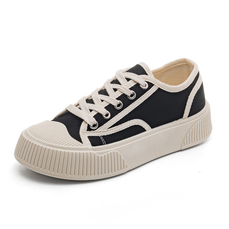 Пролетно-летни нови платнени обувки за жени за 2025 г., дамски обувки с дебела подметка, ежедневни обувки на платформа, бели обувки, модерни експлозии