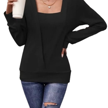 2025 m. Europos ir Jungtinių Valstijų tarpvalstybinė „Amazon“ rudens ir žiemos užsienio prekyba, nauji vienspalviai kvadratinės apykaklės megztiniai, laisvi ilgomis rankovėmis megztiniai