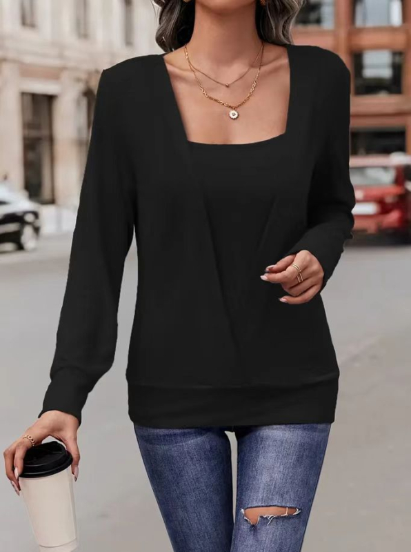 2025 m. Europos ir Jungtinių Valstijų tarpvalstybinė „Amazon“ rudens ir žiemos užsienio prekyba, nauji vienspalviai kvadratinės apykaklės megztiniai, laisvi ilgomis rankovėmis megztiniai