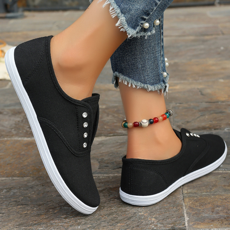 Dámske okrúhle ploché topánky Four Seasons Diamond plus size Slip-on Outdoor Home Shoes Mams Shoes Foreign Trade Women's Shoes Four